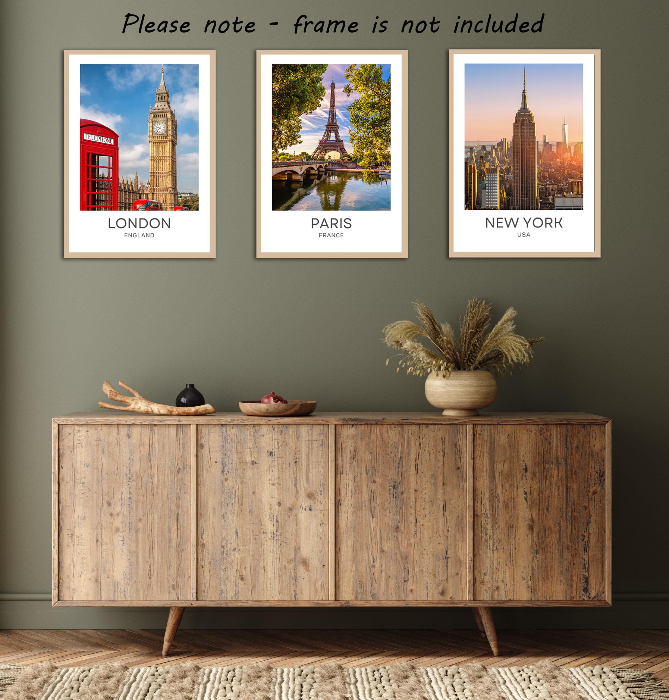Eviepops Prints London Paris New York City Landscapes Set of 3 Unframed Poster Prints, Photographic City Wall Art, Home Décor - Image 4