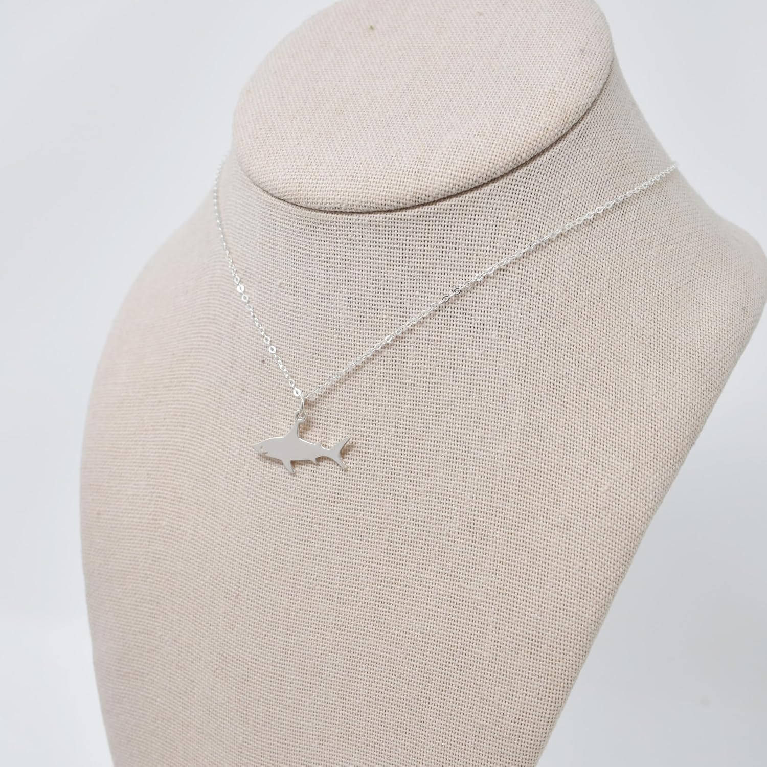 MOM & THREE DAUGHTERS Sterling Silver Cool Shark Necklace for Women | Handmade | 16 Inch Cable Chain | Shark Week Necklace | Beach Jewelry | Shark Gifts for Women | Sea Life