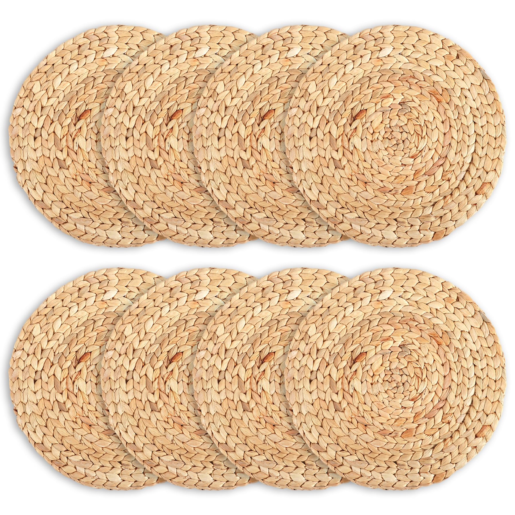 Napperons tissés jacinthe d'eau ronde 13" lot de 8 pour décoration table à manger