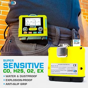 4 Gas Monitor | Mini & Small | USA NIST Calibration | O2, CO, H2S, LEL | USB Recharge |