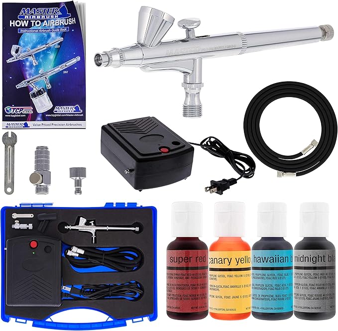 Master Airbrush Cake Decorating Airbrushing System Kit with a Set of 4 Chefmaster