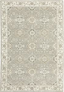 Oriental Weavers Andorra Area Rug - 8929H - 6'7" x 9'6" - in Grey/Ivory - Vintage Inspired, Stain Resistant, Family and Pet Friendly, Dining, Living Room Rug