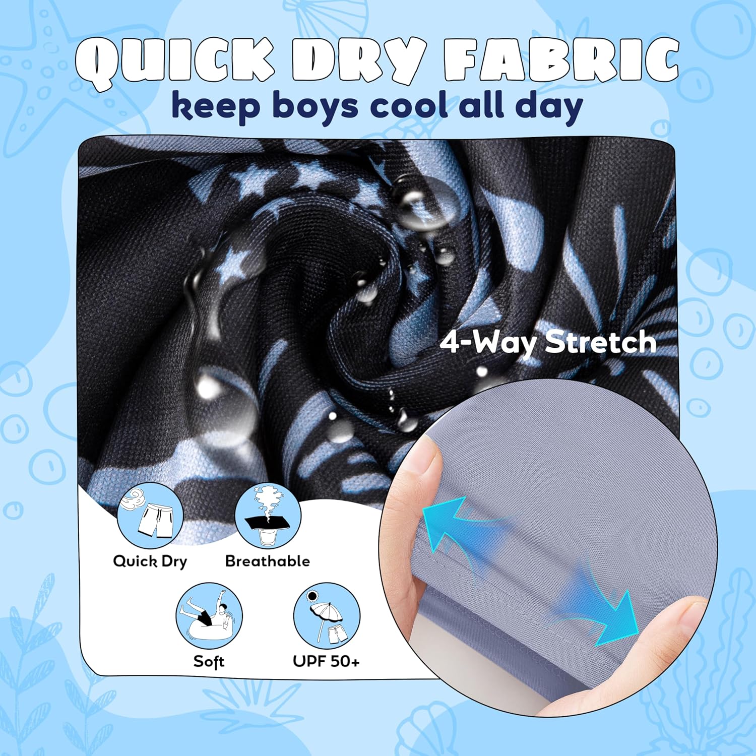 FT FENTENG Boys Swim Trunks with Compression Liner Boys Stretch Swim Shorts Quick Dry 2 in 1 Beach Shorts 4-17 Y - Image 6