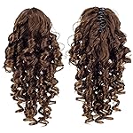 SWACC 12-Inch Short Screw Curls Claw Clip Ponytail Extensions Synthetic Clip in Drawstring Curly Ponytail Hairpiece Jaw Clip Hair Extension (Light Brown-12)