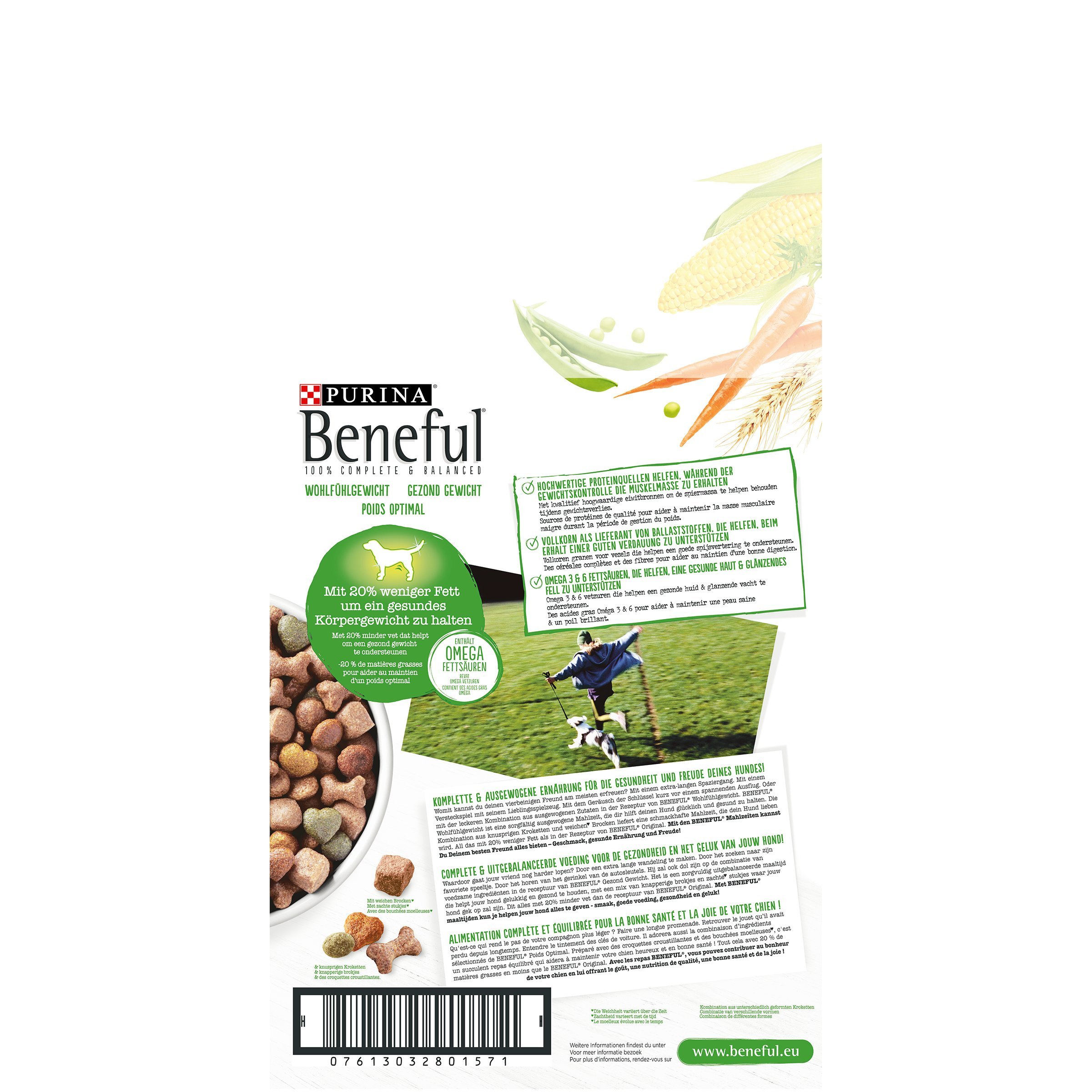 Purina Beneful hondendroogvoering, aangenaam gewicht (met kip, tuingroente en vitaminen), 4er Pack (4 x 3kg) Beutel