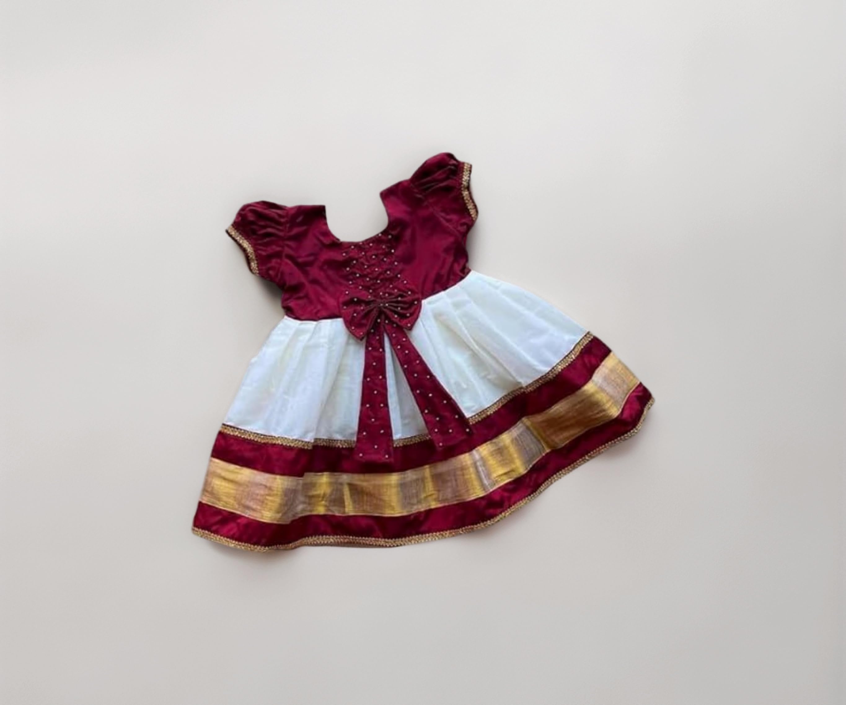 Baby Girls Cotton Silk Midi/Knee Length Festive/Party/Wedding Pattu Dress