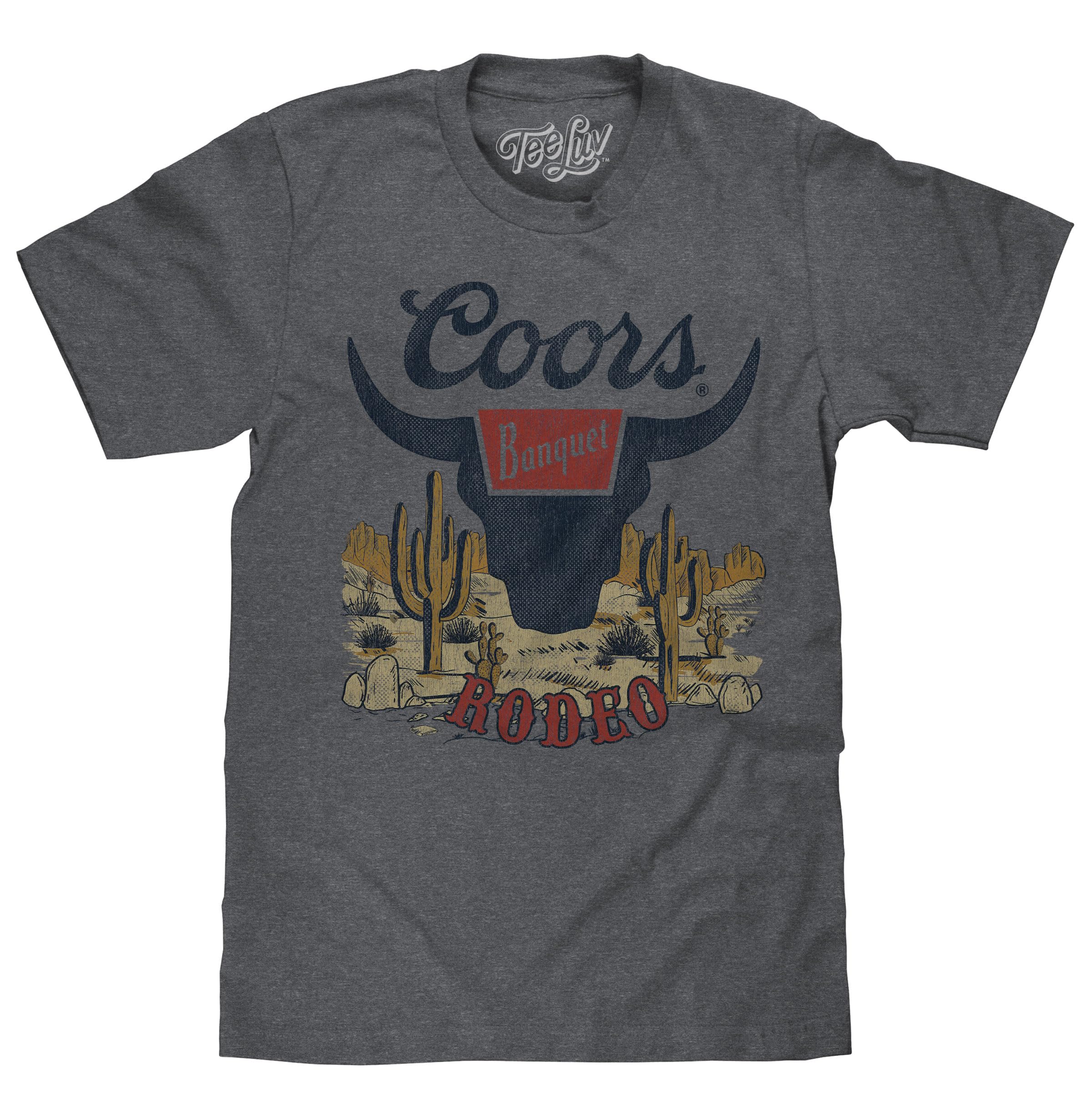 Tee Luv Men's Coors Banquet Rodeo T-Shirt - Faded Coors Beer Desert Graphic Tee