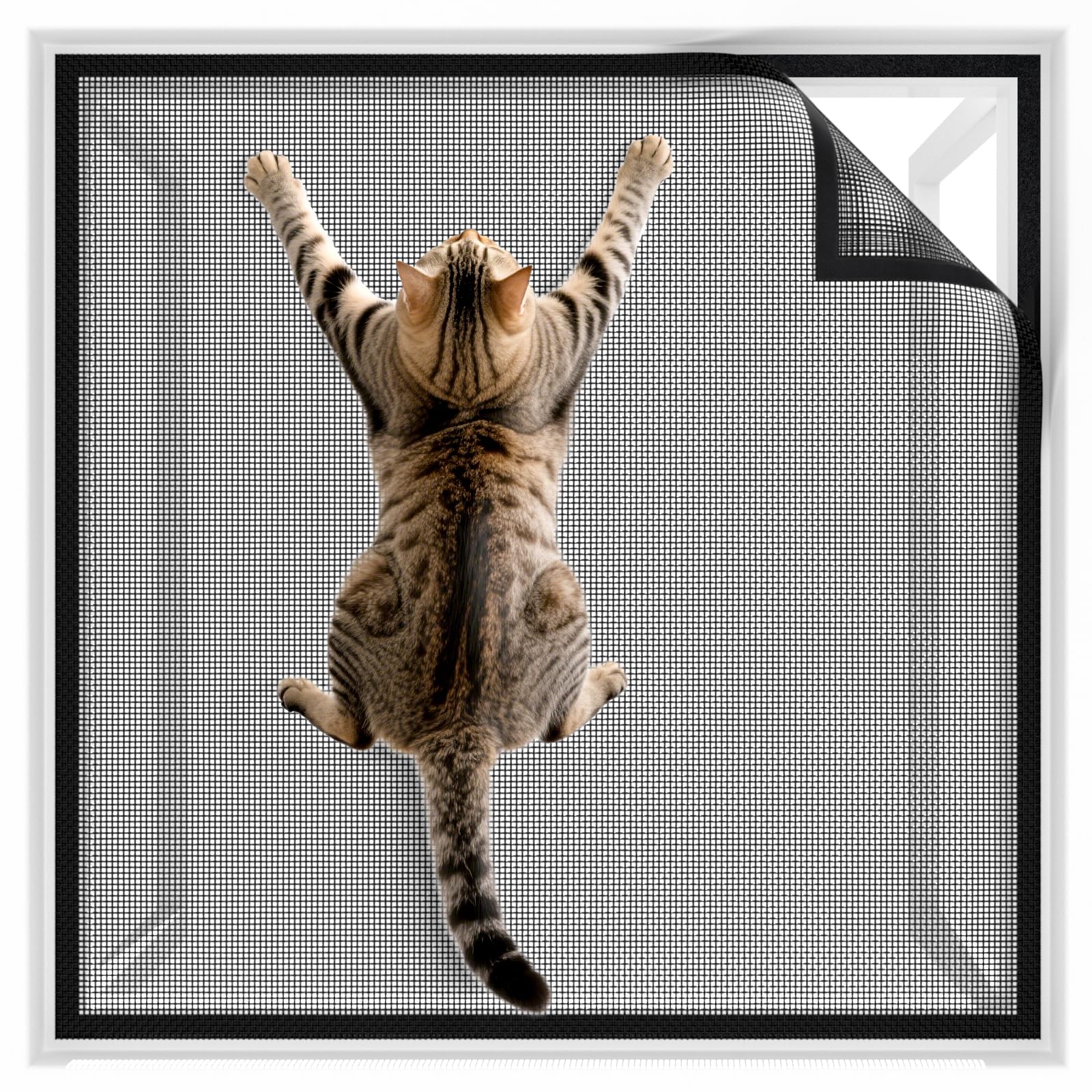 BKSAI Mosquitera Ventana Resistente Gatos Mosquitera Recortable sin Taladrar Reforzada Red Ventana Protección Gatos, 100 * 130cm Mosquitera Resistente a Arañazos Malla para Ventana Anticaída Mascotas