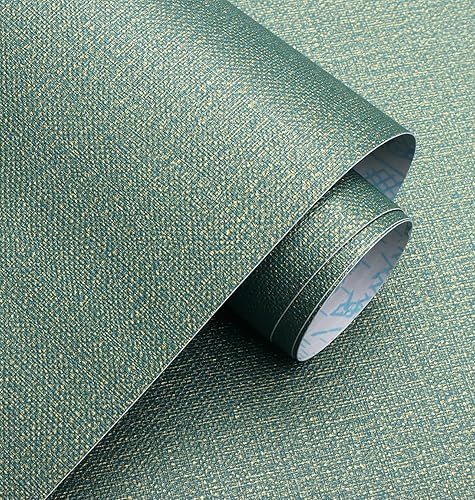 Guvana Papel tapiz de 15.7 x 394 pulgadas, color verdedorado, papel de contacto con textura sintética, autoadhesivo, extraíble, para decoración de