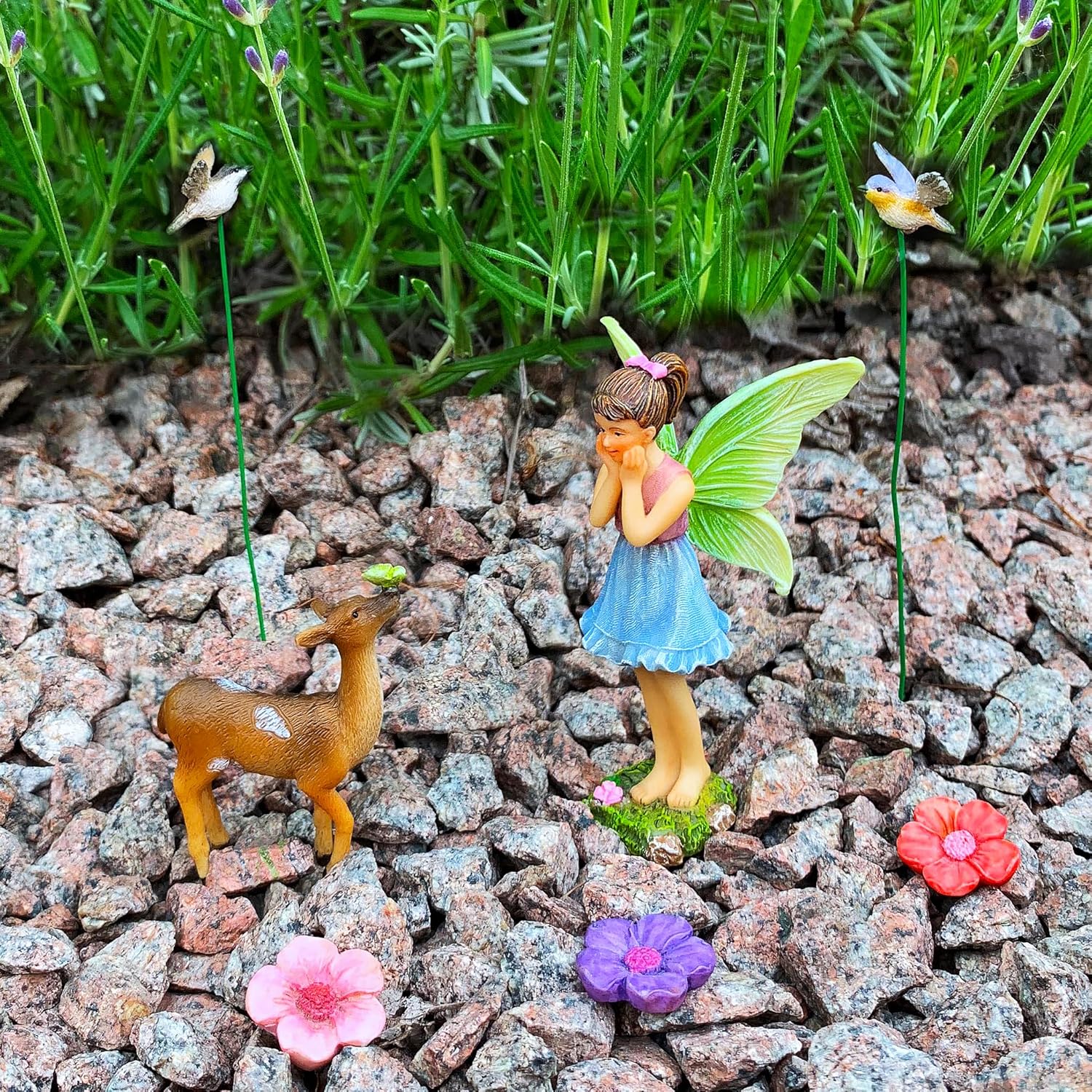 Mood Lab Fairy Garden Deer Decor Set, Miniature Fairy Garden Accessories Kit, 7-Piece Indoor & Outdoor Decor - Image 9