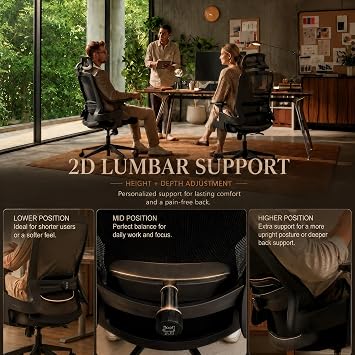 Realm of Thrones Ergonomic Office Chair, 3D Armrests and 2D Lumbar Support | AVALON High Back Mesh Desk Chair for Home Office, 3D Headrest, 10cm Memory-Foam Seat, 135° Recline, 150kg,