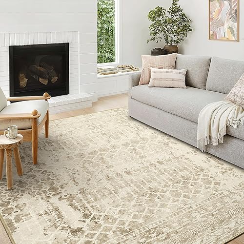 Vista 30 de StangH Alfombra para sala de estar, 5 x 7 pies, lavable, antideslizante, de lana sintética, alfombra de baño de pelo bajo, resistente, vintage