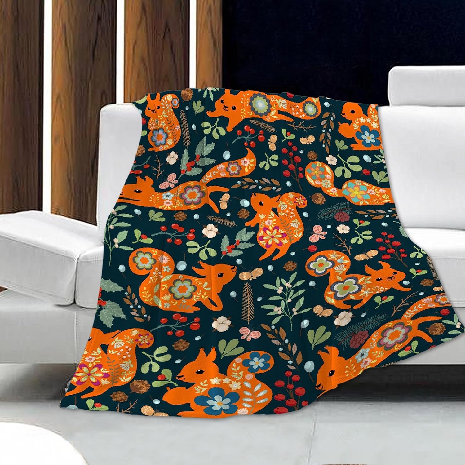 Squirrels Blanket Gift for Girl Women Blanket Super Soft Cozy Warm Throw for Couch Bed Sofa Office Decor All Season 50 * 40" S for Kid - Image 3