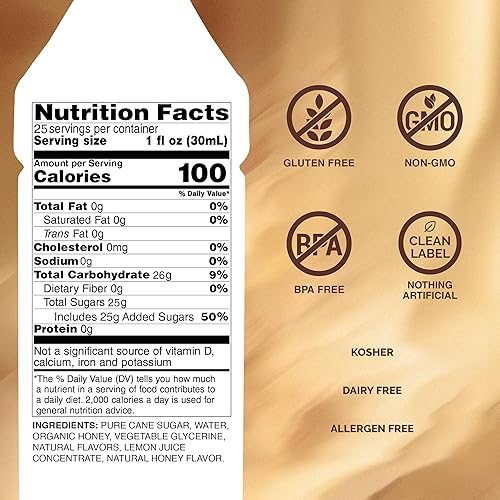 Miniatura 2 de Monin - Jarabe de miel, sabor suave a miel dulce, ideal para tés, limonadas, cócteles y café, sin gluten, sin OMG (1 litro)