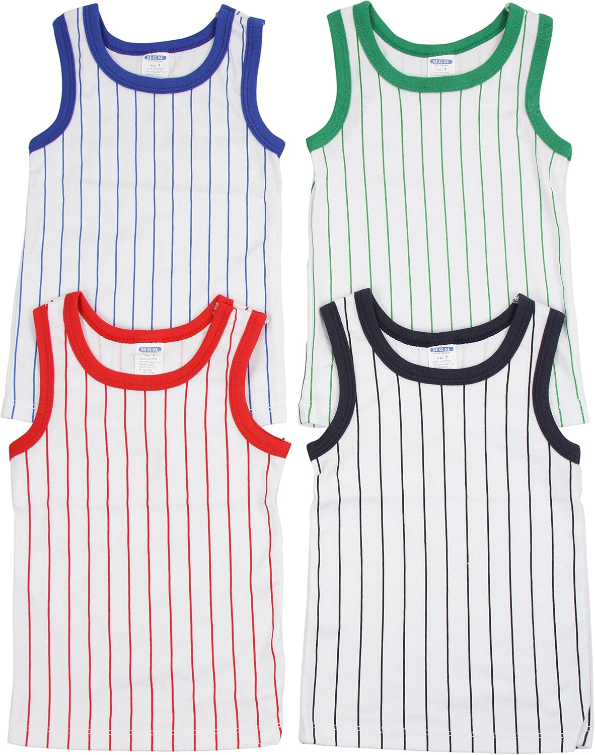 ToBeInStyle 4 Pack: Boys' Girls' 100% Cotton Soft Sleeveless Tank Tops A-Shirts Soft - Sizes Kids to Teens