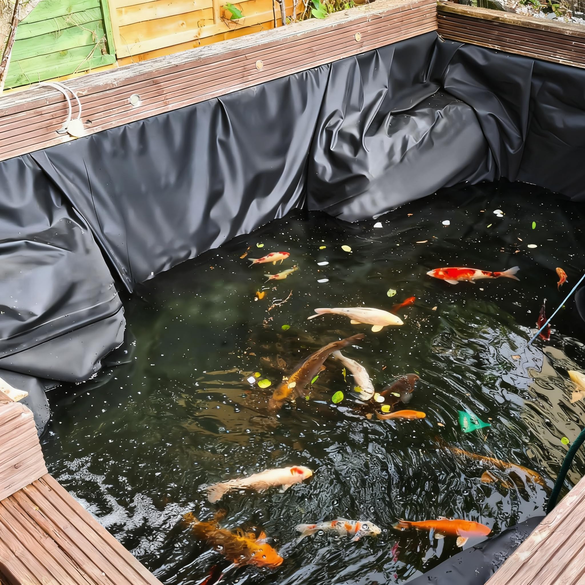 Teichfolie HDPE 6x6m Stärke 0.5mm Schwarz Dichtungsfolie Teichmembran für Fischteiche Gartenteich