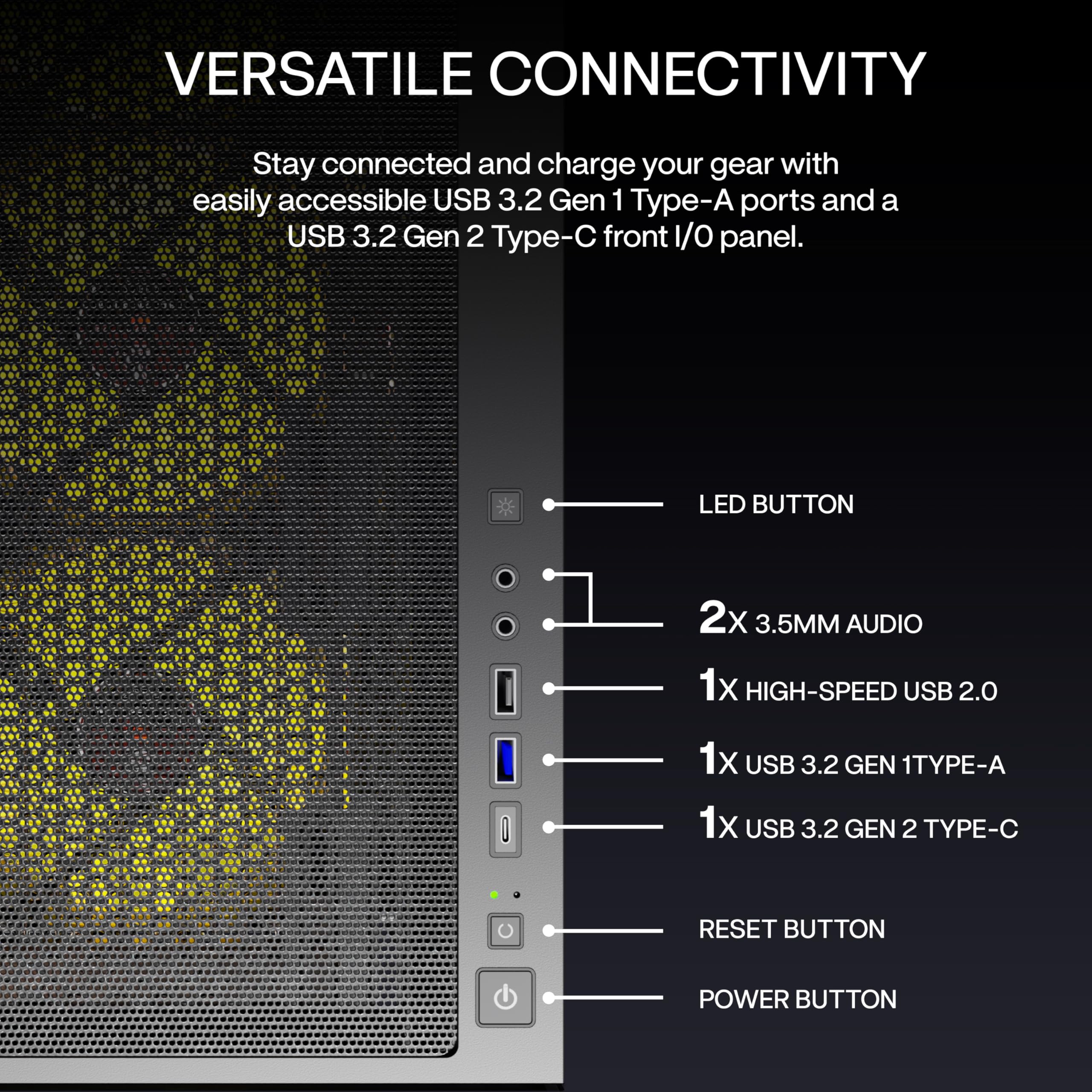 KEDIERS PC Gehäuse Vorinstallierter 5 × 120MM Schwarz Lüfter, ATX Mid Tower PC Gehäuse, Computergehäuse mit Panoramaaussicht Gehärtetes Glas Front Panel,Schwarz/Walnussholz,Neue P6-Version