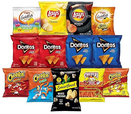Paquete variado Hot Snacks Cheetos Crunchy & Flammin' Hot, Lays Chips, Doritos Nachos & Cool Ranch, Goldfish Flavors & Smartfood Popcorn Bolsas de