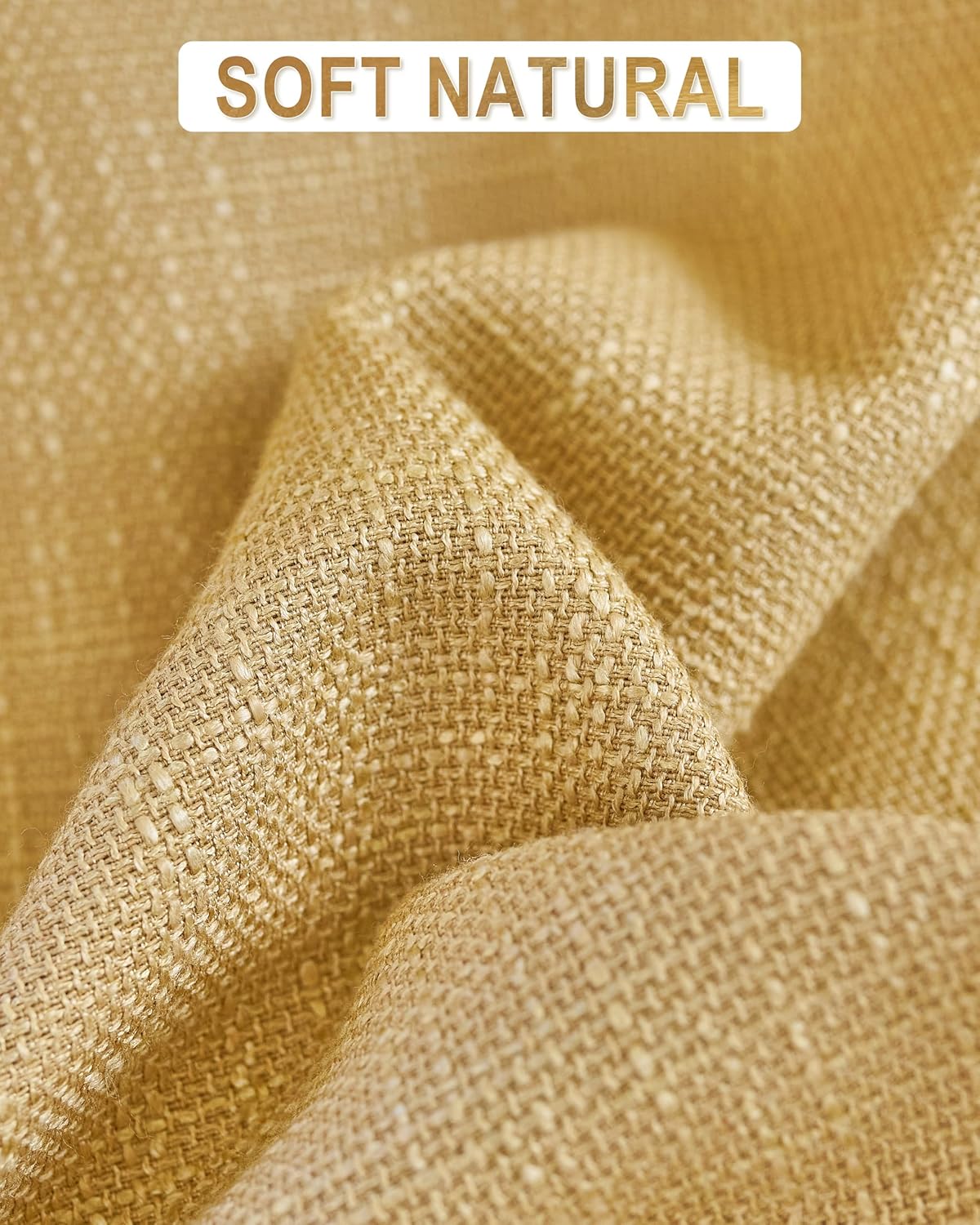 Mustard Yellow Linen Window Curtain Panels with Grommets 52 inches Width 108 inches Length Set of 2, DIY Home Decor Drapes for Multiple Rooms