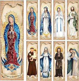 Catholic Bookmarks Gifts Bulk: 48 PCS Religious Vintage Paper Book Marks, Virgin Mary Our Lady Page Marker Clips Set, Catholic Gift for Women Men Church Members, School Office Supplies