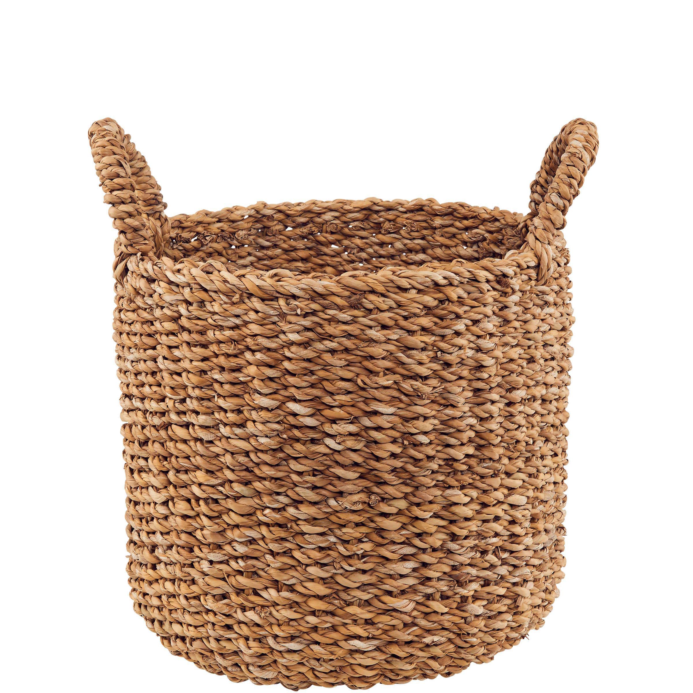 Boltze Korb Sophy 3-teilig (rund, mit Griffen, Aufbewahrungskörbe aus Seegras, natürliche Farben, Deko-Körbe im Boho Stil, Skandinavisch, ø 30-40 cm) 2952500