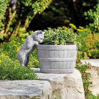 Roman Kitten & Bucket Planter 7.25" | Resin Garden Planter • Outdoor Flower Pot • Playful Kitten Design
