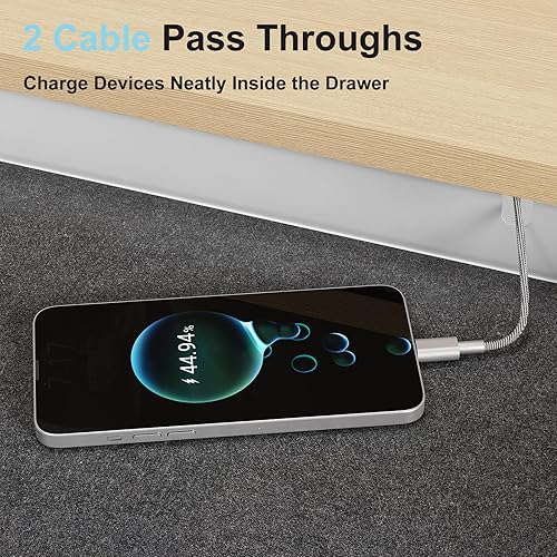 Miniatura 6 de Cajón debajo del escritorio de 20.1 pulgadas, organizador de almacenamiento extraíble con toboganes de rodamiento de bolas de extensión completa,