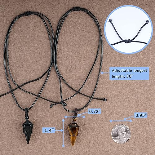 Miniatura 4 de Collar de cristal curativo Reiki con 6 facetas puntiagudas con cuerda ajustable, collares de piedras preciosas de cuarzo natural, joyería para