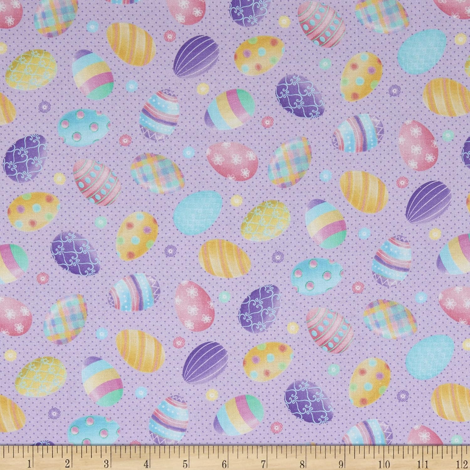 Kanvas Spring Garden Gnomes Spring Easter Eggs Lilac, Fabric by The Yard