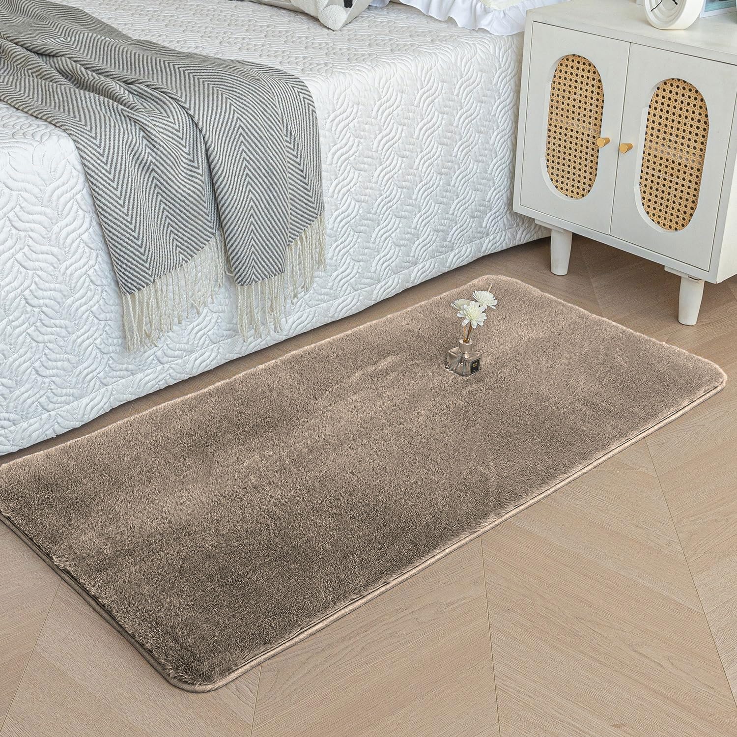 Luxe Home Rabbit Fur Runner - Soft Grey 2x5 Feet -29 Luxe Home Rabbit Fur Runner - Soft Grey 2x5 Feet -29