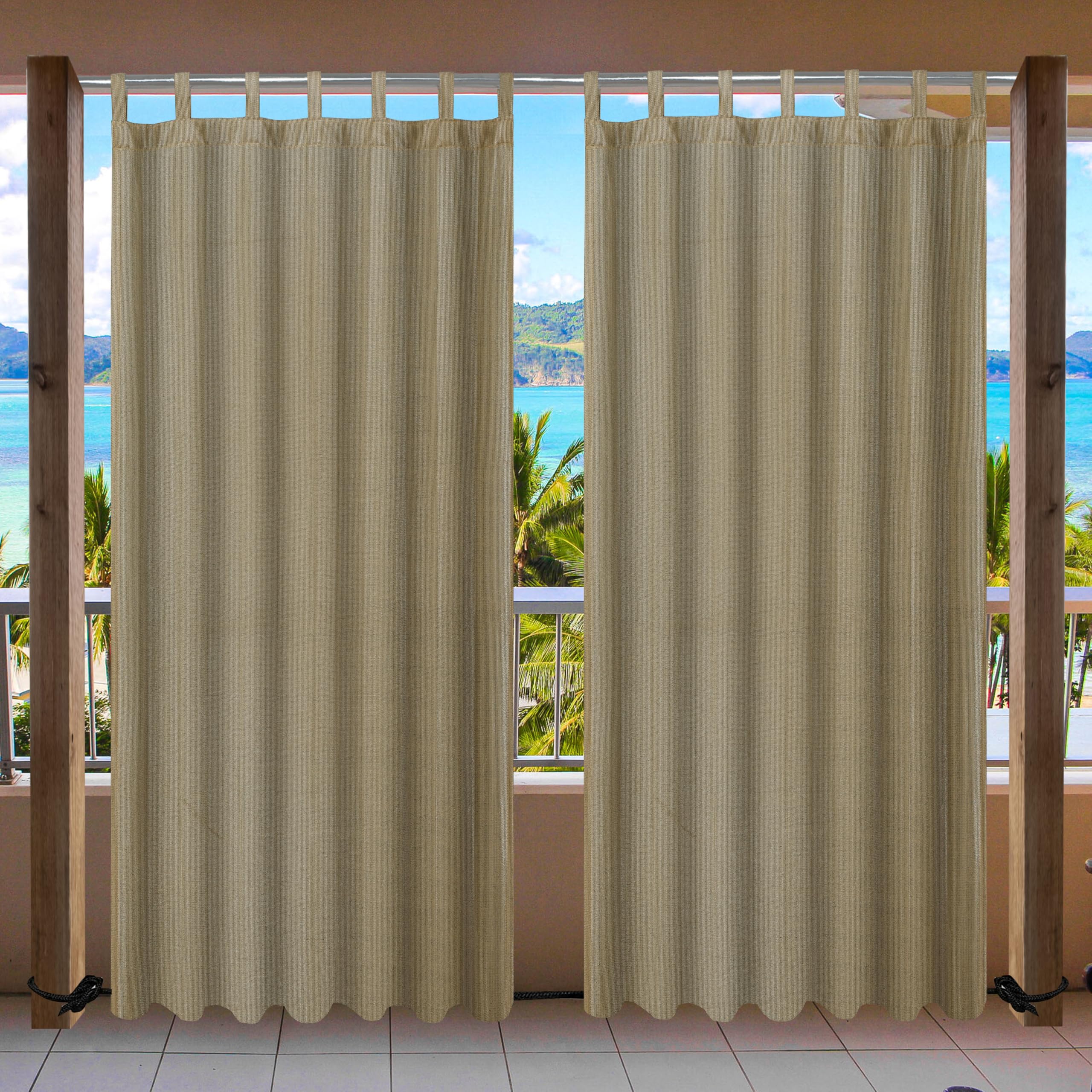 GREEN DECOR HDPE Fabric 85-90% Sun Blockage & UV Protection Detachable Tab Top with Back Tab Balcony Indoor & Outdoor Curtains For Window & Door Curtains(Beige Black Color_4.5X4.5 Feet)Pack Of 2 Piece-image-49
