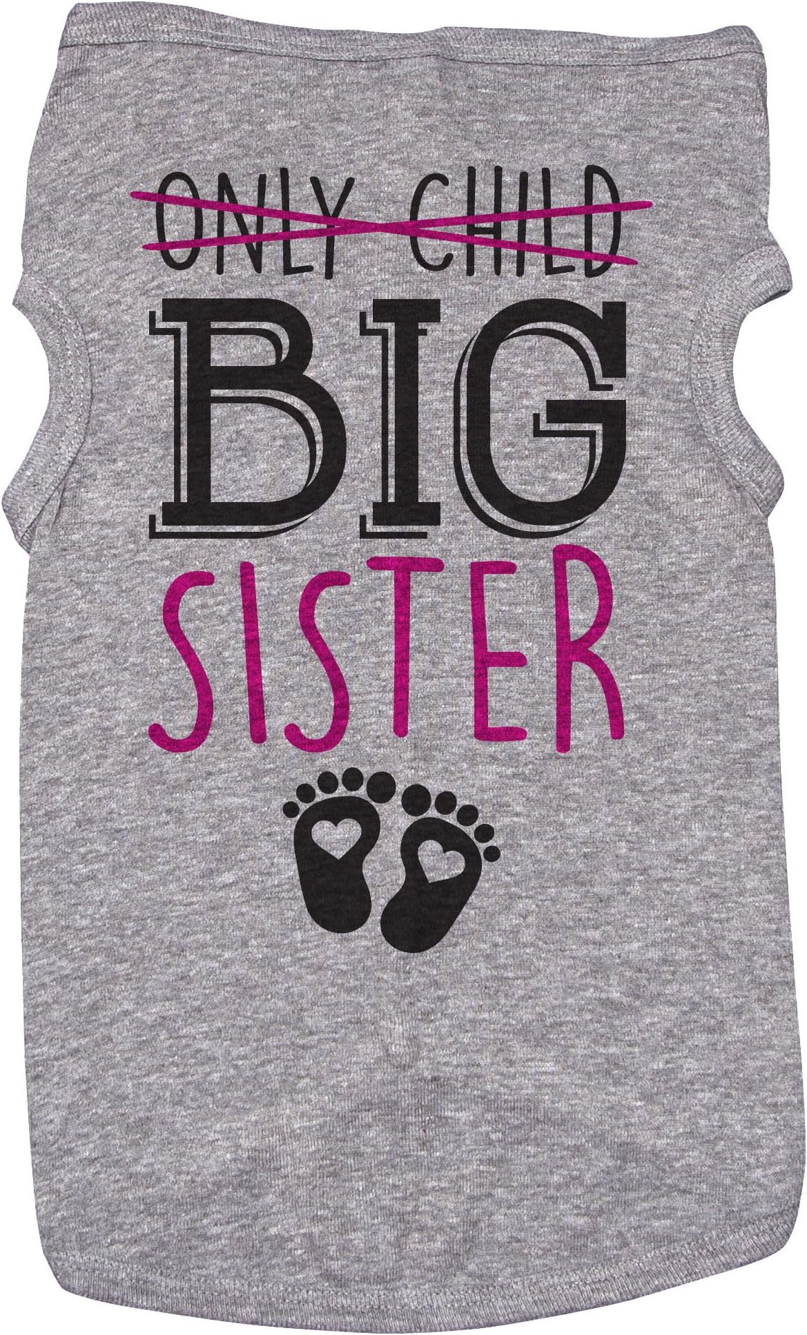 Big Sis Shirt for Dogs/ONLY Child, Big Sister/Grey Puppy Tee (Small)