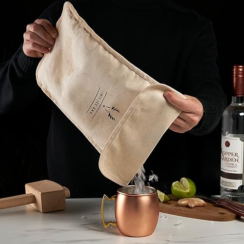Miniatura 7 de Viski Bartender's Lewis - Bolsa de hielo extra grande de lona de grado profesional con costuras reforzadas para cócteles fríos - 10 x 18 pulgadas,