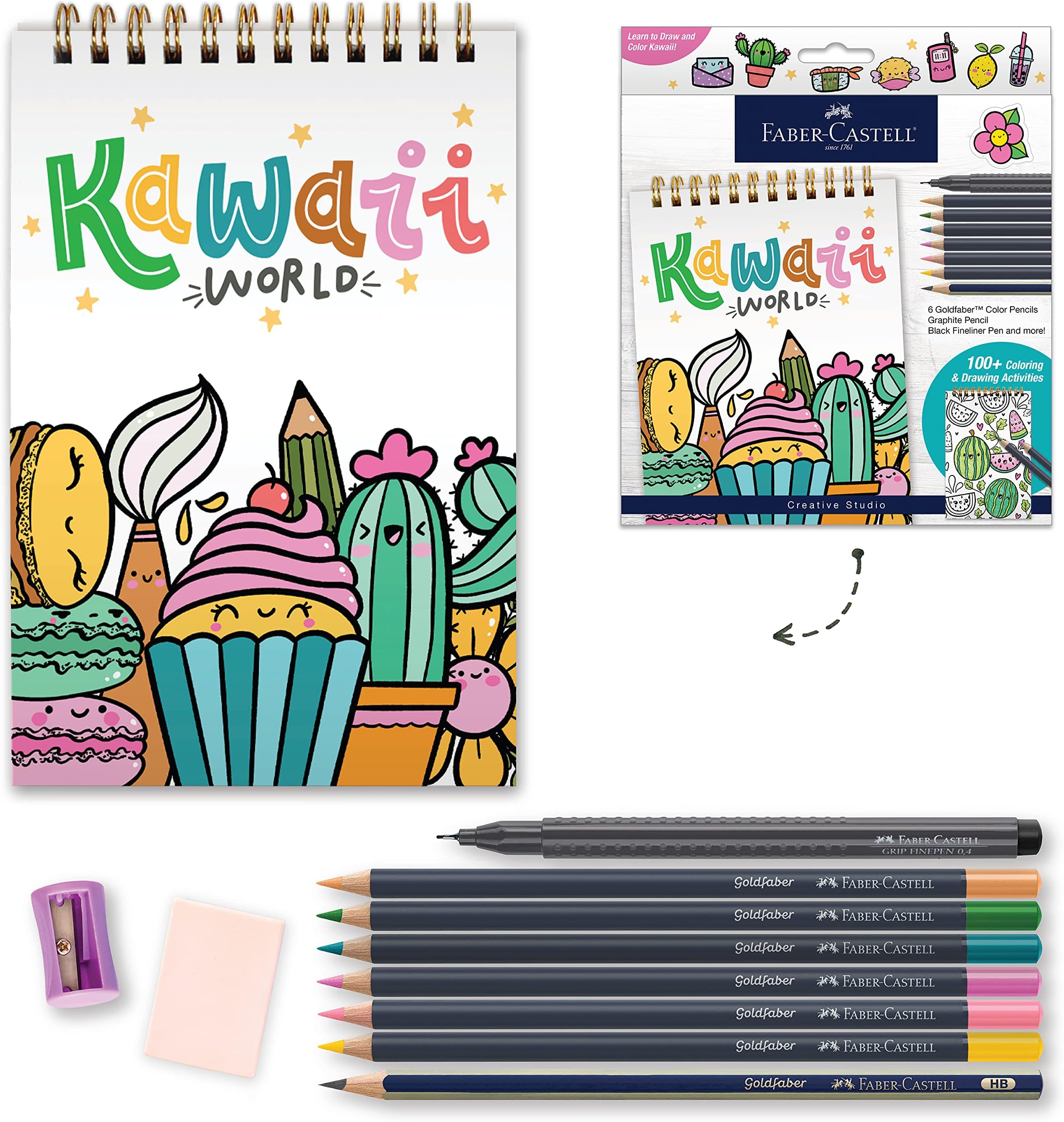 Faber-Castell Kawaii World - Learn to Draw Kawaii Drawing Book, How to Draw Cute Doodles, Arts and Crafts for Teens and Adult Beginners