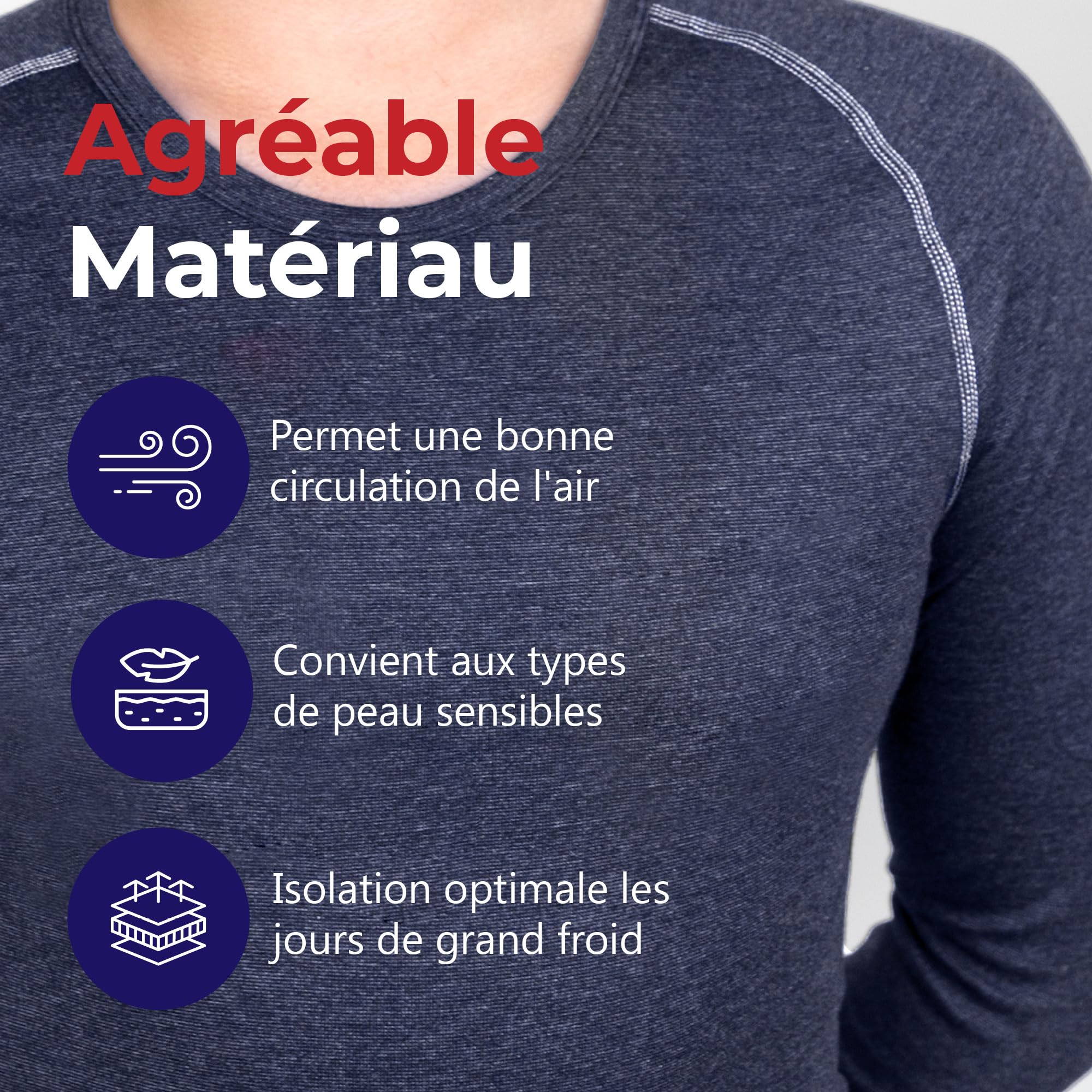 SES Haut Thermique Homme Manches Longues S - 4XL en 75% Coton & 25% Polyester/sous Vetement Thermique Homme/sous Pull Thermique Homme pour Chaleur et Confort/Tshirt Thermique Respirants