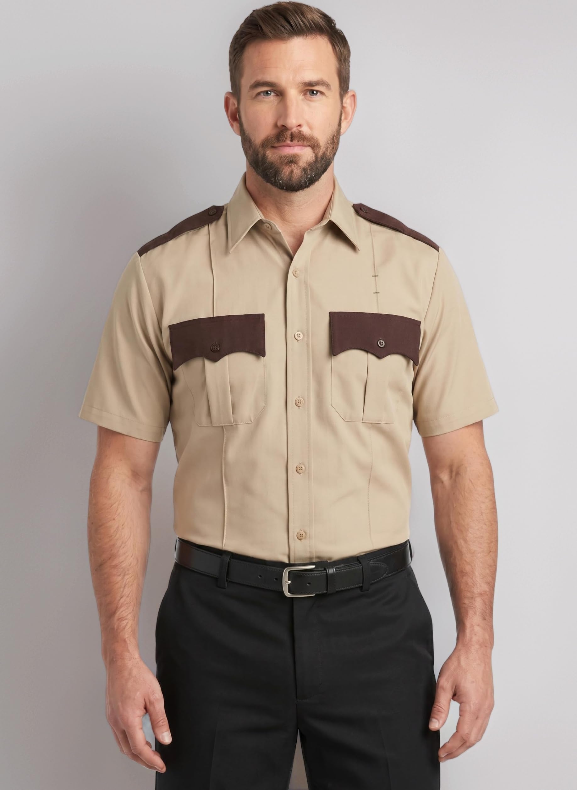 First Class Men's Two Tone Men's Uniform Shirt Pleated