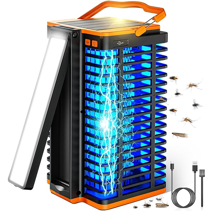 Solar Bug Zapper Outdoor, Rechargeable Mosquito Trap