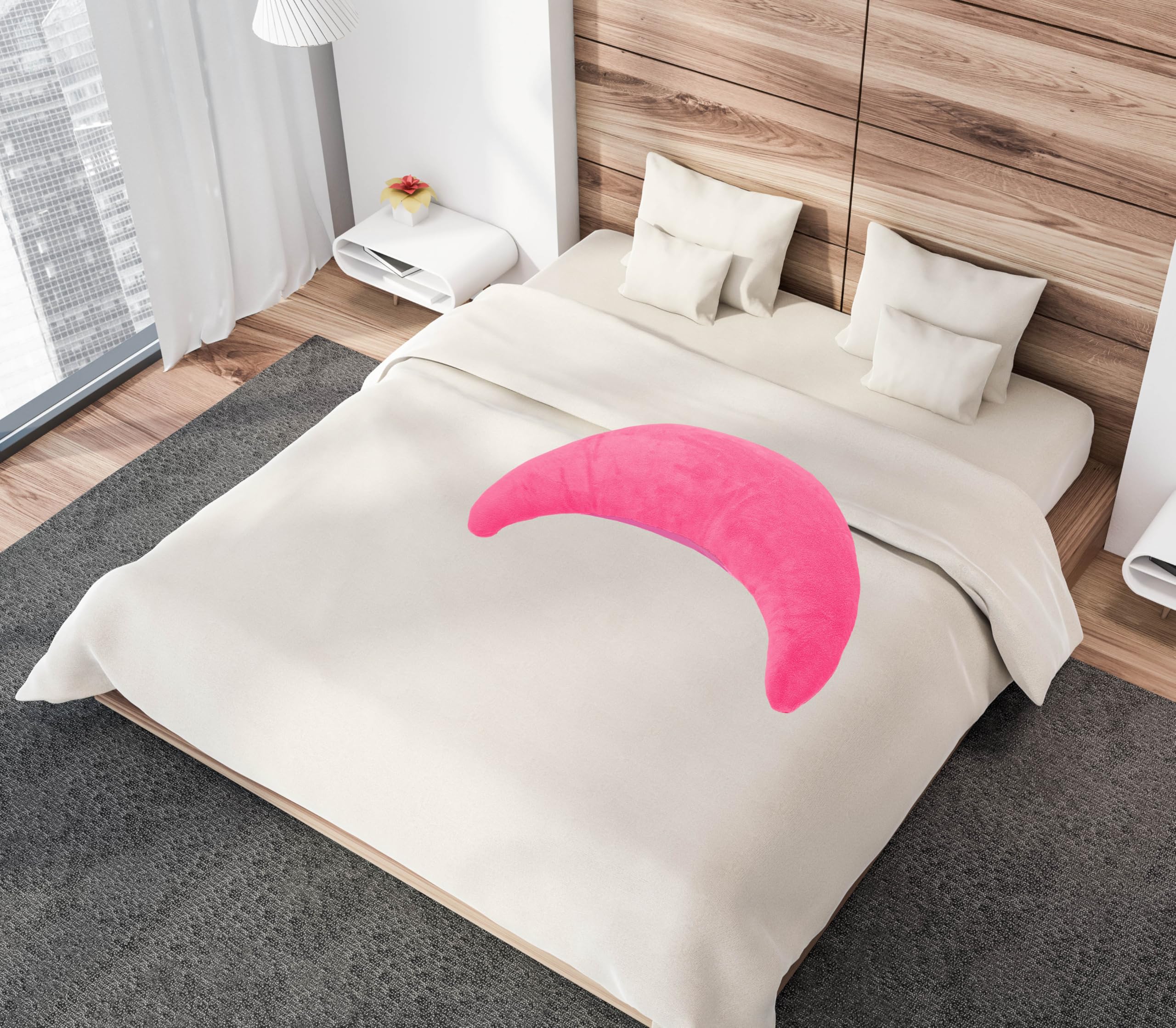 Tiga-Med Lot de 2 oreillers ergonomiques Tiga-Soft - En demi-lune - Avec microperles - Housse lavable séparément à 40 °C (2 x rose)
