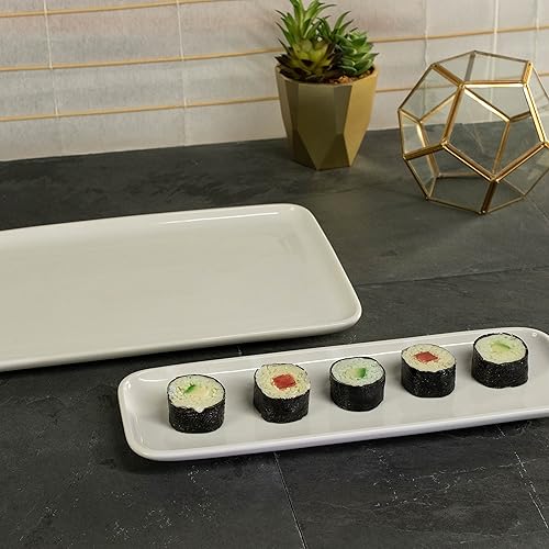 Miniatura 4 de BIA Cordon Bleu Modulari - Juego de 2 platos rectangulares surtidos de porcelana, tamaño mediano (12 x 8 pulgadas), grande (12 x 3.75 pulgadas)