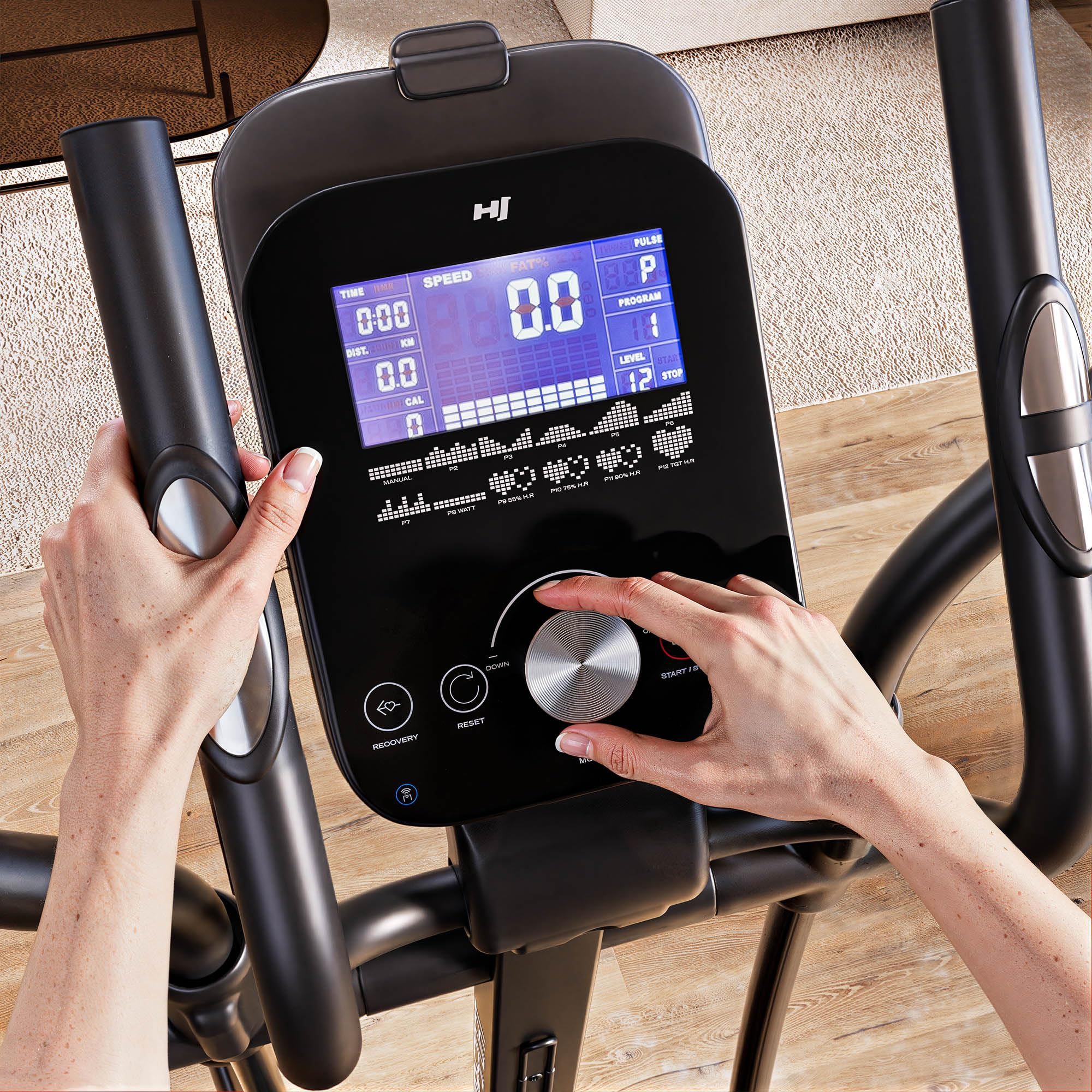 HOP-Sport® Vélo elliptique d'Appartement APP Connecté HS-5000C Rayner, Machine Elliptique d’Appartement, 32 Niveaux de Résistance et Capteurs de Pouls, Charge Max. 130 kg
