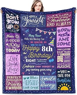 8 Year Old Girl Birthday Gift 8 Year Old Boy Birthday Gift Gifts for 8 Year Old Girls Boys Birthday Gifts for 8 Year Old Girl Boys 8th Birthday Decorations for Girls Christmas Throw Blanket 60x50 Inch