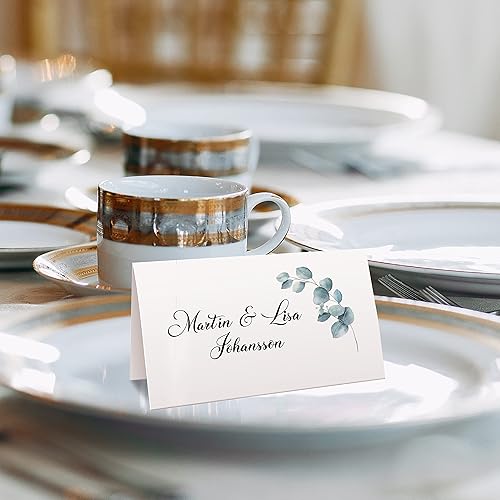 Miniatura 5 de CLEVER SIGNS Tarjetas de lugar para bodas o fiestas, tarjetas de lugar de asiento para mesas, puntuadas para plegarse fácilmente, diseño de flores,