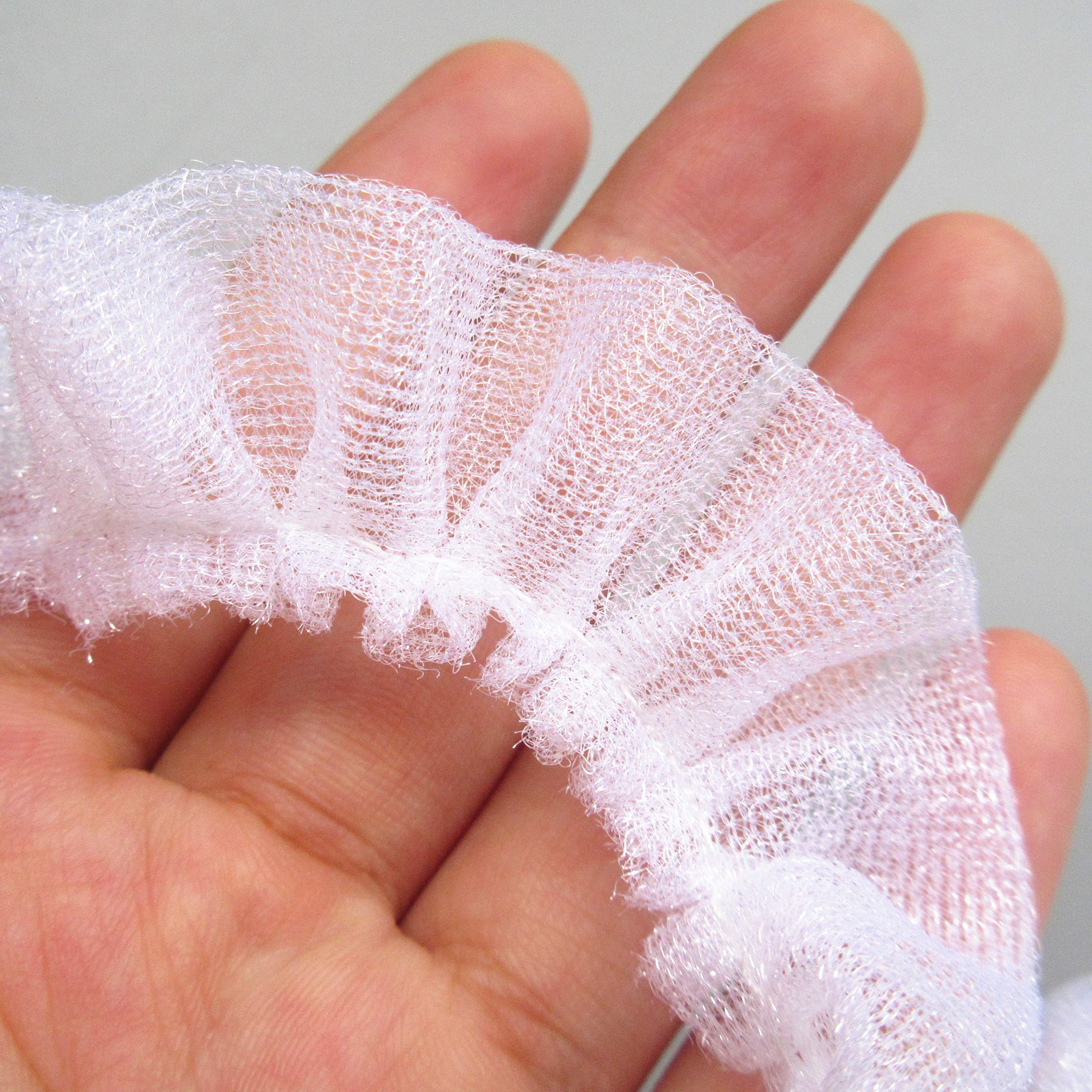 White Ruffle Ribbon Wide Black Lace Ribbon CABODYALS 9.14M 25mm White Satin Ruffle Trim Vintage ...