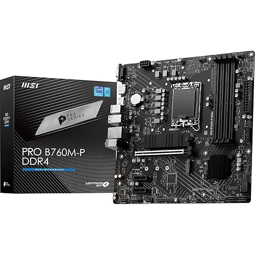 MSI PRO B760M-P DDR4 ProSeries Motherboard (Supports 12th/13th/14th Gen Intel Processors, LGA 1700, DDR4, PCIe 4.0, M.2, USB 3.2 Gen2, HDMI/DP, mATX)