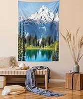 Vista 43 de Ambesonne Tapiz de paisaje urbano, vista nocturna al patio con sillas de café de calle, plantas en macetas, estampado de Roma, colgante de pared