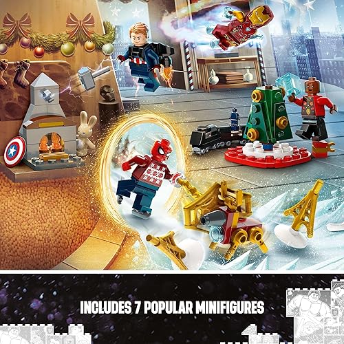 Miniatura 3 de LEGO Marvel Avengers - Calendario de Adviento 2023 76267, juego de cuenta regresiva de vacaciones con sorpresas coleccionables diarias y 7