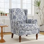 Chaise Accent, Fauteuil arrière haut rembourré avec plateau en Nailhead & Pieds en bois, confortable Wingback Lecture Canapé simple chaise pour petits espaces, salon, chambre à coucher (leather Black, ensemble de 2)
