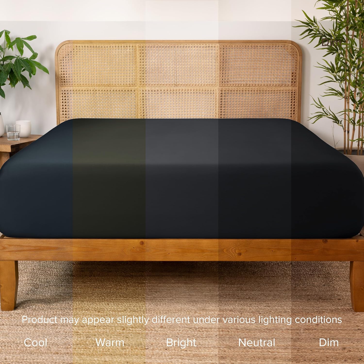 Bare Home 100% Rayon Made from Bamboo Luxury Full Fitted Sheet - Deep Pockets - Cooling Sheet - Breathable - Easy Fit - Soft Bedding Bottom Sheet (Full, Black)