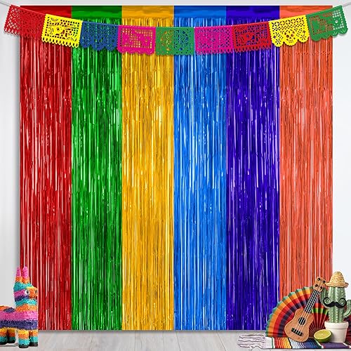 Miniatura 32 de Paquete de 2 telones de fondo de oropel rojo, cortinas de flecos de 3.28 pies x 7.05 pies, decoraciones de fiesta para aniversarios de boda