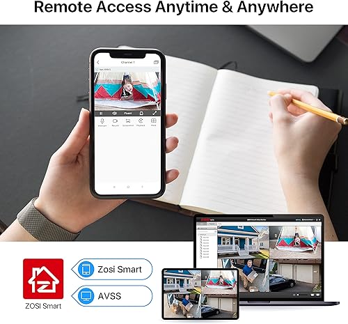 Miniatura 5 de ZOSI 8CH 5MP Lite H.265+ Sistema de cámara de seguridad para el hogar al aire libre con disco duro de 1 TB, DVR con cable de 8 canales con 8 cámaras